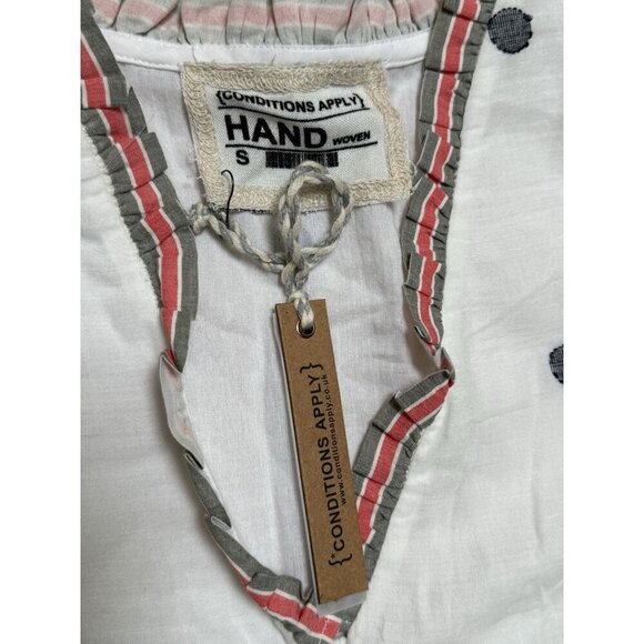 Conditions Apply Sz S Dress White Black Polka Dot Midi Maxi Boho Preppy Vacation - Picture 3 of 6